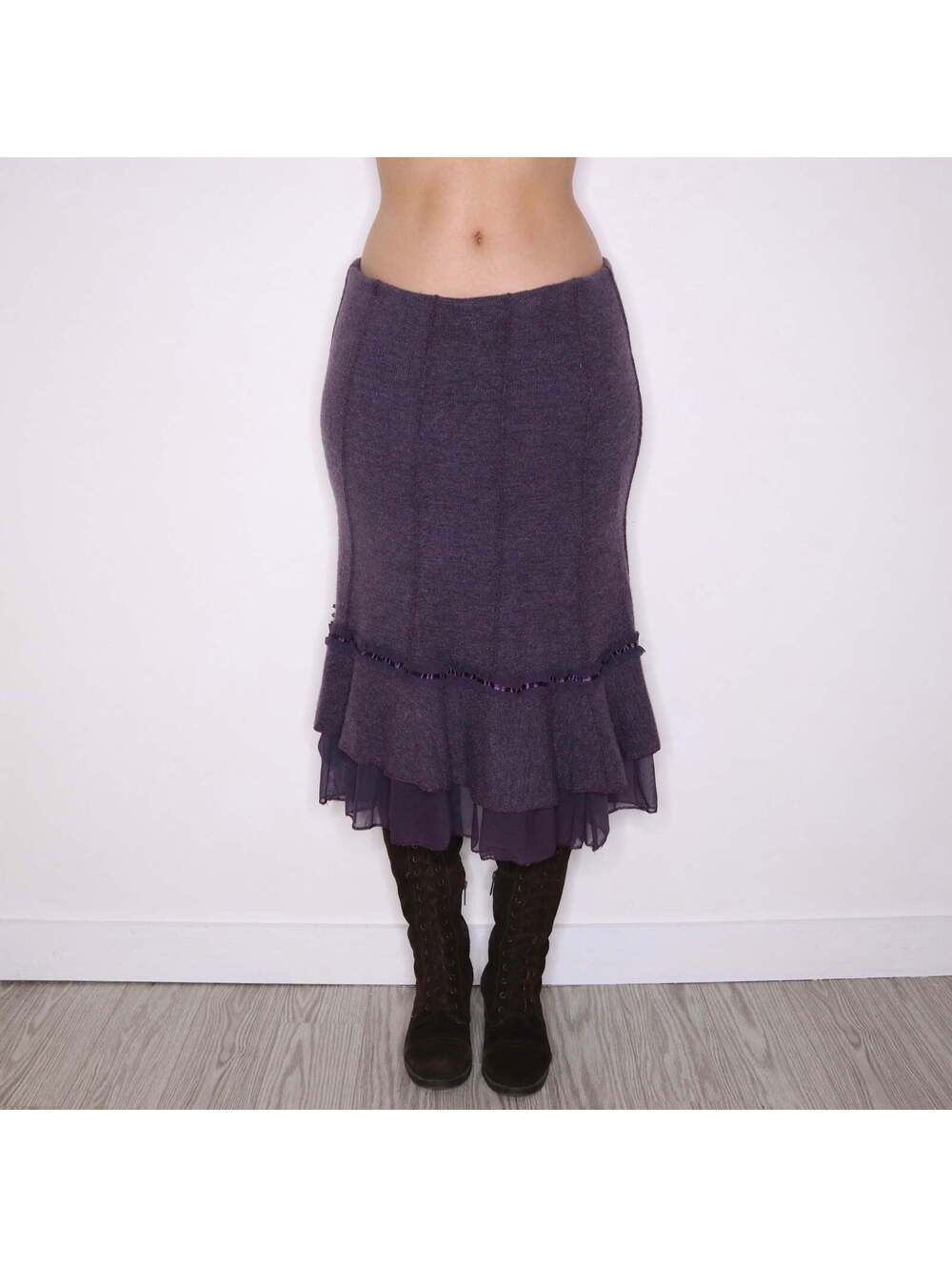 Y2K Italian Purple Wool Blend Knit Skirt (M/L)